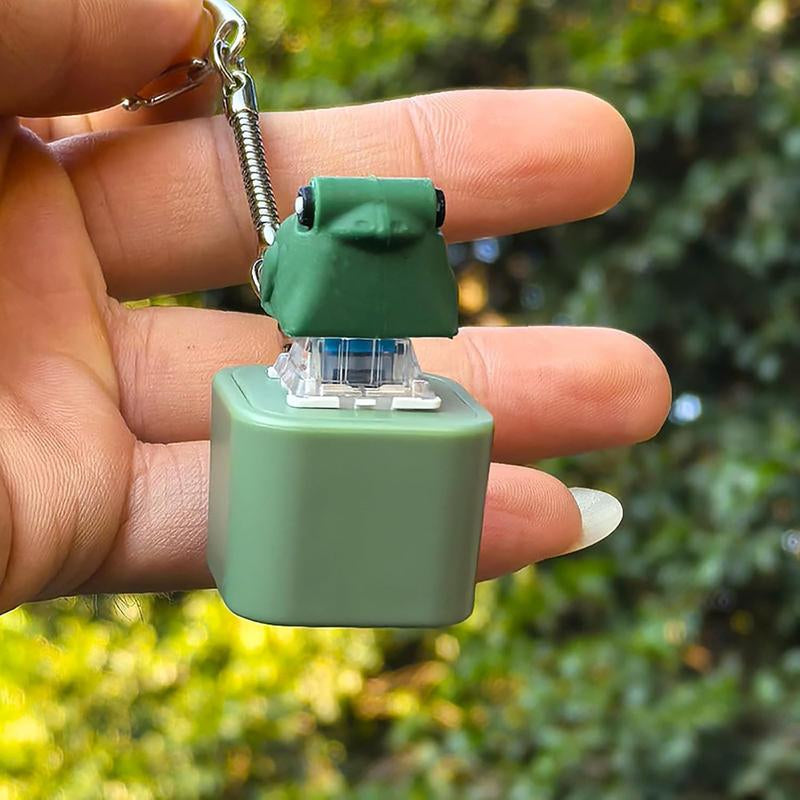 Croaking Frog Keychain,Frog Croaking Fidget Toy, Rechargeable Clicky Keyboard, Keyboard Fidget Clicker Toy Quacking Duck Pig Novelty Sound Gadget Adult Animals Fidgets Single Key (Green-Frog)