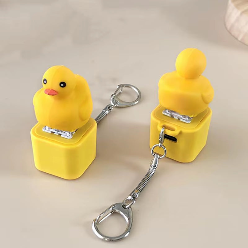 Keyboard Keycap Fidget Keychain with Light and Sound Duck Shape Keychain Toy Clicker Stress Relief Purse Charm Stress Relief Toy