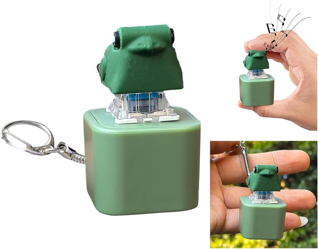 Croaking Frog Keychain,Frog Croaking Fidget Toy, Rechargeable Clicky Keyboard, Keyboard Fidget Clicker Toy Quacking Duck Pig Novelty Sound Gadget Adult Animals Fidgets Single Key (Green-Frog)