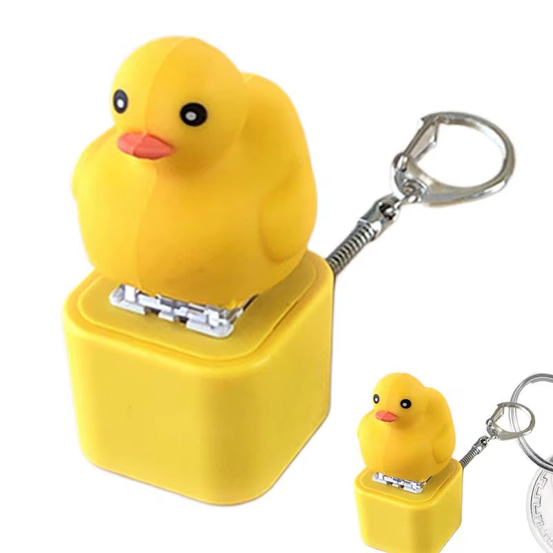 Keyboard Keycap Fidget Keychain with Light and Sound Duck Shape Keychain Toy Clicker Stress Relief Purse Charm Stress Relief Toy