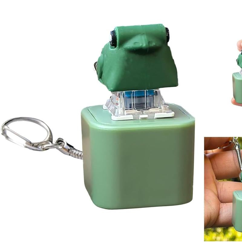Croaking Frog Keychain,Frog Croaking Fidget Toy, Rechargeable Clicky Keyboard, Keyboard Fidget Clicker Toy Quacking Duck Pig Novelty Sound Gadget Adult Animals Fidgets Single Key (Green-Frog)