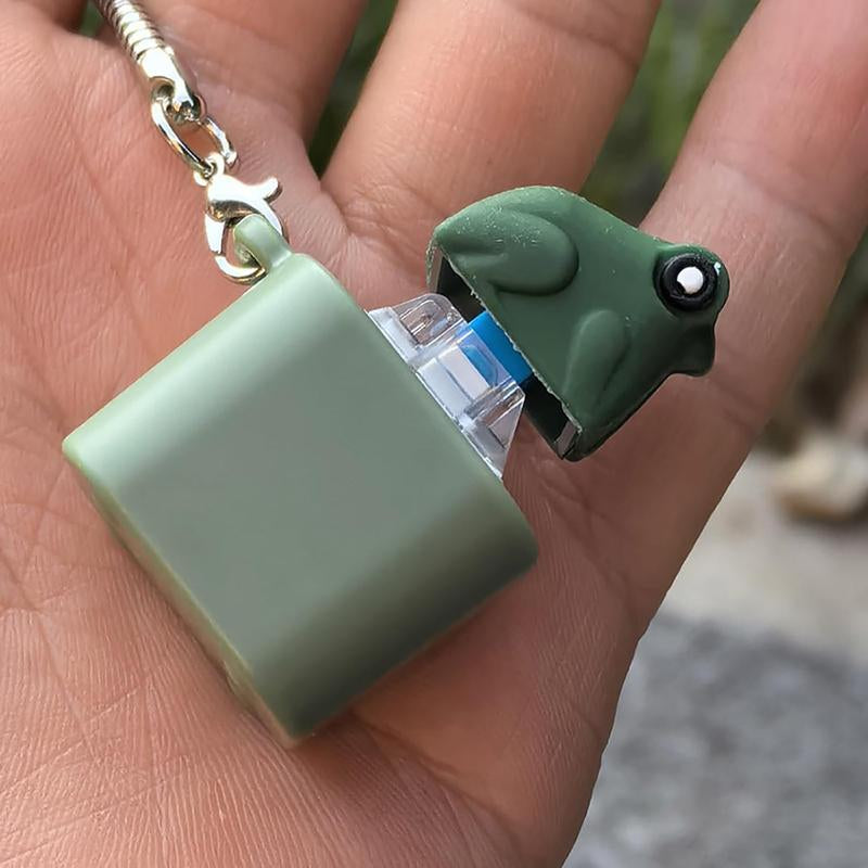 Croaking Frog Keychain,Frog Croaking Fidget Toy, Rechargeable Clicky Keyboard, Keyboard Fidget Clicker Toy Quacking Duck Pig Novelty Sound Gadget Adult Animals Fidgets Single Key (Green-Frog)