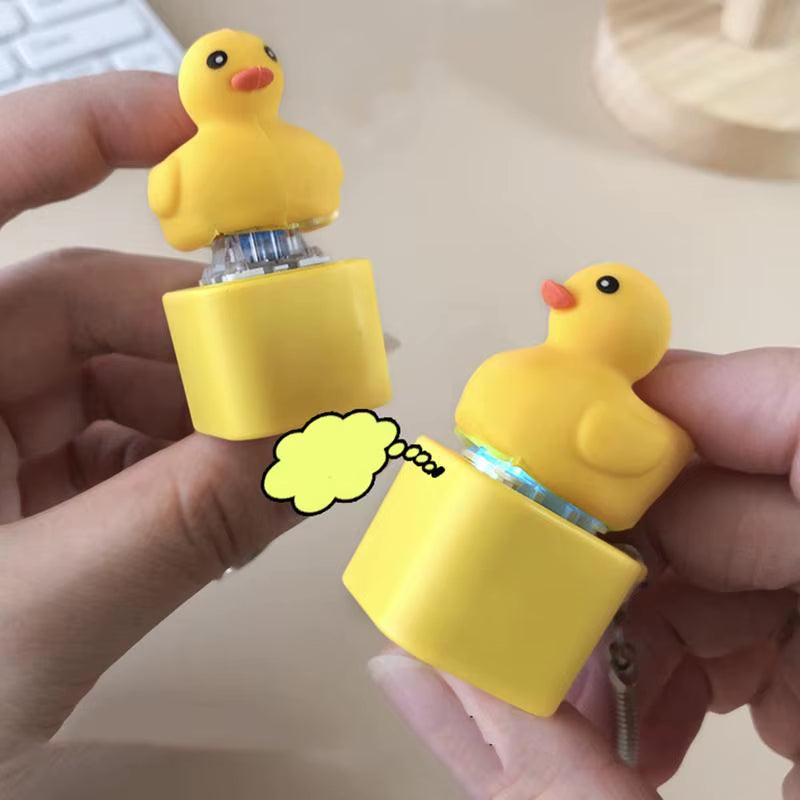Keyboard Keycap Fidget Keychain with Light and Sound Duck Shape Keychain Toy Clicker Stress Relief Purse Charm Stress Relief Toy